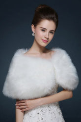 Sexy Tulle White Half-Sleeves Casual Bride Wedding Wraps